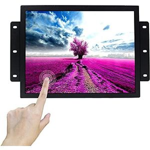 VSDISPLAY Draagbare lcd-aanraakmonitor met luidsprekers, 12,1 inch industrieel TFT-scherm 800 x 600, VGA DVI-videopoort, metalen behuizing