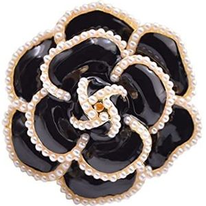 Pinnen voor rugzakken Brooches Pearl Enamel White Camellia Brooches for Women Flower Pins Jewelry Coat Accessories Metal Brooch Brooches Fashion Decoration (Color : Gold, Size : 1.88 inch)