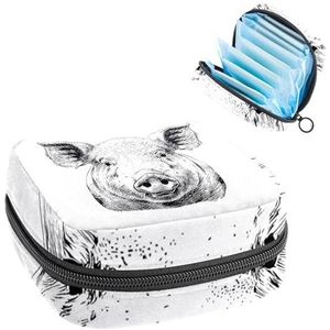 Opbergtas voor maandverband, menstruatiecup zakje, menstruatiezak, organizer voor vrouwelijke pads tampons, boerderij varken portret