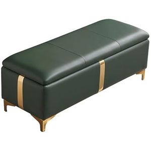 JAVYPPT Opslag voetenbank met opslag Sofa kruk rechthoekige opslag bed einde kruk huis entree schoen veranderende kruk hal bank opslag kruk (kleur: donkergroen, maat: 60 x 45 x 42 cm)