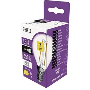 EMOS LED-lamp Edison Mini Globe, 1,8 W vervanging voor 25W gloeilamp, heldere vintage gloeilamp met E14-fitting, helderheid 250 lm, neutraal wit 4000 K, 25000 h levensduur, CRI min. 80, 320 °