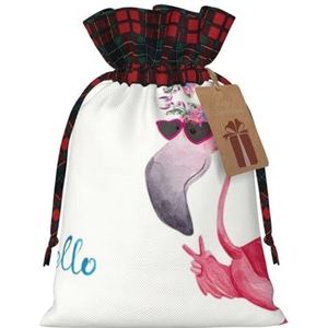 Hallo Bril Flamingo Patchwork Jute Trekkoord Gift Bag-Perfect Voor Feestdagen En Speciale Gelegenheden
