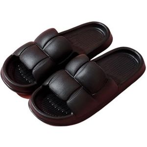 Vrouwen Sandalen Zomer Antislip Flip-Flops Dikke Achtergrond Gladde Badkamer Thuis Mode Zachte Zolen Indoor Sandalen Dames Flip Schoenen Heren Sandalen, Zwart, 42-43