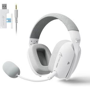 MAMBASNAKE ATTACK SHARK L80PRO Ultralichte Draadloze Gamingheadset, 7.1 Surround Sound, Buigbare Dubbele Microfoon, Tri-Mode (2,4G/BT/3,5mm Bedraad), 40mm Driver, voor PC/Mac/PS/XBOX, Wit