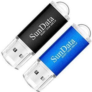 SunData USB-stick 32GB 2 stuks USB 2.0 Memory Stick Flash Drive Memory Stick, 32GB zwart blauw