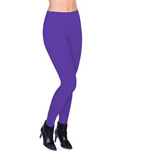 SOFTSAIL Lange dameslegging voor dames, warme winterlegging met hoge taille, met katoenen fleece, gevoerd, dik, elastisch, yoga, sport, outdoor, wandelen, grote maat, Violet, 40