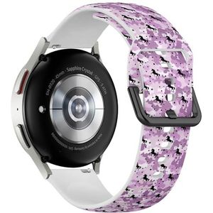 Sportieve zachte band compatibel met Samsung Galaxy Watch 6 / Classic, Galaxy Watch 5 / PRO, Galaxy Watch 4 Classic (kleurrijke camouflage roze eenhoorn sterren) siliconen armband accessoire