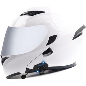 Omkeerbare Motorhelm Integraalmotorhelm Bluetooth-Helm Met Anticondens Ingebouwd Dubbel Vizier Met Microfoon DOT/ECE Goedgekeurd Voor Volwassen Mannen En Vrouwen Racing 3,XXXL(65-66CM)