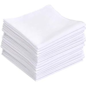 30 stuks 25 x 25 cm stoffen pochief katoen, zakdoeken, kleine pochetten voor vrouwen en mannen, zakdoeken van wit, zomen, voor zakversiering en zweetvlekkenreiniging