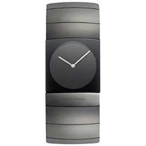 Jacob Jensen Arc Series heren Quartz horloge met zwarte wijzerplaat analoge display en zwarte Titanium riem 572