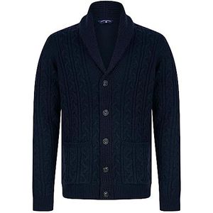 Manji 2 Chunky Cable Knitted Cardigan with Shawl Collar in Ink - Tokyo Laundry - L