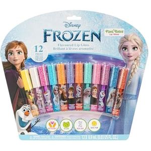 Disney Frozen 12-delige plantgebasserde lipgloss, meidenfeesten, eerste make-up set voor meisjes, perfect voor feestjes, logeerpartijen, en verjaardagscadeaus, leeftijd 3+, van Townley Girl
