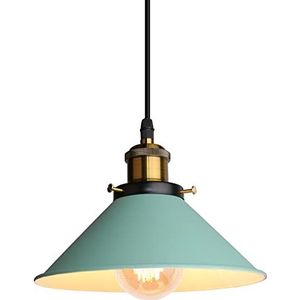 iDEGU Retro hanglamp, 22 cm, vintage hanglamp, E27, industriële lampenkap van metaal, plafondlamp, hanglamp voor eetkamer, woonkamer, keuken, slaapkamer, restaurant (groen)