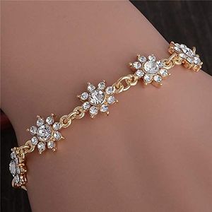 Vrouwen mode goudkleurige kristal holle armband charmante roos bloem armband vrouwen armbanden sieraden armband sieraden (kleur: H3137)