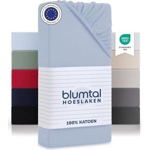 Blumtal Premium kingsize hoeslakens - superzachte katoenen jersey lakens - lichtblauw, kingsize (150 x 200 x 30 cm)