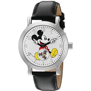 Disney Mickey Mouse volwassen vintage scharnierende handen analoog quartz horloge, Zwart, Vintage