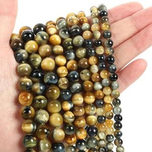 Natuursteen Kralen Geel Tijgeroog Kristal en Chalcedoon Ronde Losse Kralen Voor Sieraden Maken DIY Bedelarmbanden 4-12MM-dream Tijgeroog-6mm 60-62st