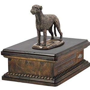 Irish Wolfhound, Urn for Dog Ashes Memorial met standbeeld, naam en offerte van huisdier - ArtDog Personalized
