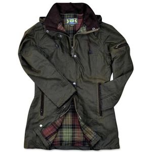 Romneys New Ashdown Waxjack voor dames, robuuste wind- en waterdichte, getailleerde regenjas inclusief capuchon, olijf, S