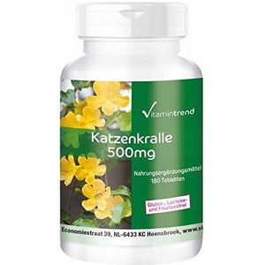 Cat's Claw 500 mg - 180 tabletten Uña Da Gato voor 3 maanden - grootverpakking - Veganistisch | Vitamintrend®