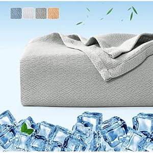 Luxear bamboevezel koeldeken, 150 x 200cm knus deken zelfkoelend zomerdeken koelvezels gemaakt van 100% natuurlijke bamboe sprei Zachte woondeken bankdeken babydeken - Grijs