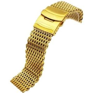 Milanese lusarmband geschikt for Samsung Galaxy Watch geschikt for Huawei geschikt for Xiaomi roestvrijstalen gaas weven 18 20 22 24 mm dubbele knopband(Color:Gold,Size:22mm)
