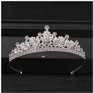 Strass Kroon Vintage Barok Crown Diadem Bruiloft Crystal Rhinestone Crown en Tiaras Bruids Haar Sieraden Bruiloft Haaraccessoires Koningin Kroon (Style : Silver)