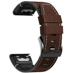 QuickFit 22 26 mm riem geschikt for Garmin Epix Gen 2 leer + siliconen band geschikt for Fenix ​​7 7X Pro 47 51 mm 5X Plus 6X 6 Enduro armband horlogeband(Coffee 01,For QuickFit 26mm)