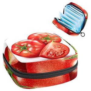 Periode Pouch Draagbare Tampon Opbergtas,Tampon Houder voor Portemonnee Vrouwelijke Product Organizer,Verse Tomaten, Meerkleurig, 4.7x6.6x6.6 in/12x17x17 cm