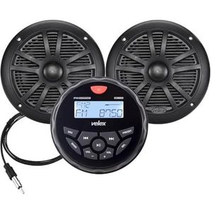 Waterdichte Bluetooth Marine Stereo 2 x 6,5 inch zwarte luidspreker -ontvanger met DAB+/AM/FM radio streaming muziek op boten golf carts ATV UTV en Spa (DAB+)