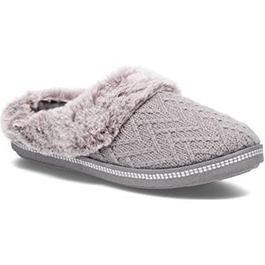 Skechers Dames Cozy Campfire Home Essential Slipper, Grijze Trui Gebreid Faux Fur, 37 EU