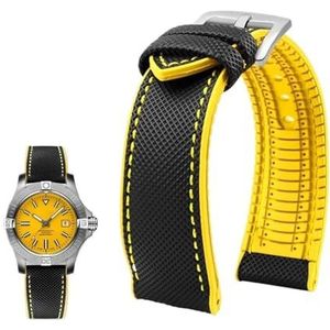 Geschikt for Breitling Geschikt for Hamilton Geschikt for Seiko Geschikt for Omega Geschikt for Tissot Nylon fluorrubber horlogeband Siliconen armband Herenhorlogeband Roestvrij stalen gesp (Color :