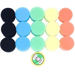 ANCLLO Polijstpad Platte Polijstpad, 16 stks 2 ""Spons Platte Polijsten Buff Pad Set Voor Air Sander Auto Polijstmachine Thread-M6X1