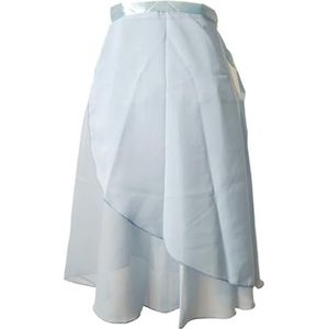 Vrouwen Chiffon Ballet Wrap korte rok， Volwassen lange chiffon balletrokken in pure kleur, gebonden, zacht lyrisch(Blue)