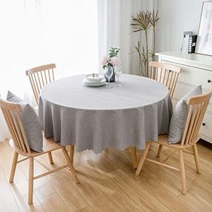 Linnen Look Rond Tafelkleed 260 cm Zwaar Gewicht Tafelhoes voor Ronde Tafels Tafelkleden voor Keuken Eetkamer Home Decor