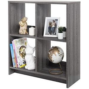 Iris Ohyama, Kubus boekenkast / Open houten plank / Kast met 4 planken , Eenvoudige montage, modulair, Kantoor, woonkamer, school - Wood Open Shelf - WOS-4 - Grijs Eiken