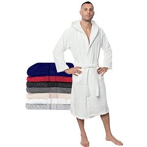 Twinzen - Badjas Mannen Katoen - Zacht en Donzig - S, Wit - 100% Katoen OEKO-TEX® Gecertificeerd zonder Chemicaliën