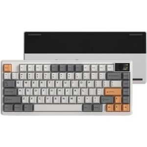 QPSJXN CNC aluminium K75 Pro toetsenbord met drie modi hot-swap schakelaars Flex Cups PCB en DUBURISSANTE Pads (Grijs)