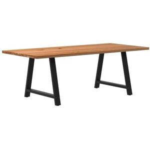 vidaXL Eettafel rechthoekig 220x100x74 cm massief eikenhout lichtbruin, eetkamertafel, restauranttafel, bureau, keukentafel, eetkamermeubilair