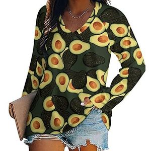 Avocado dames lange mouwen V-hals T-shirts herfst tops pullover tuniek T-shirt voor leggings