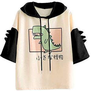 Cartoon Monster Hoodie voor dames meisjes schattige dinosaurus sweatshirts met korte mouwen Japanse Kawaii Multicolor Pullover