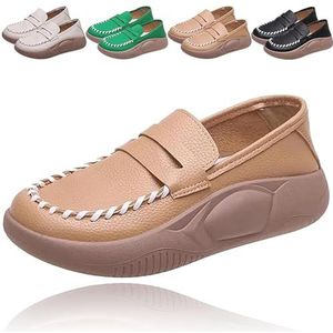 Lurebest Shoes for Women,Soft Soled Pure Cowhide Corrective Lofers,Lurebest Orthopedic Walking Shoes for Women (6,Khaki)
