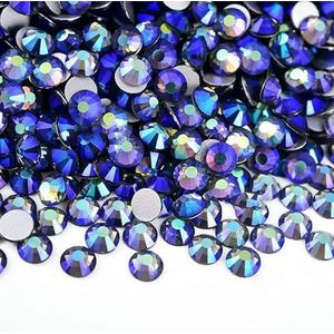 SS3-SS30 Jet Hematite Kleur slierten Nail Art Flat back Non Hotfix Rhinestones Lijm op Rhinestone Nail Art Strass Gym Dress F0246-Black diamond AB-SS6-1440pcs