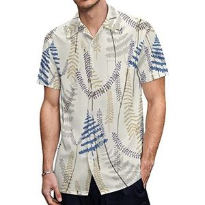 Gelaagde varenbladeren en bladeren heren Hawaiiaanse shirts korte mouw casual shirt button down vakantie strand shirts XL