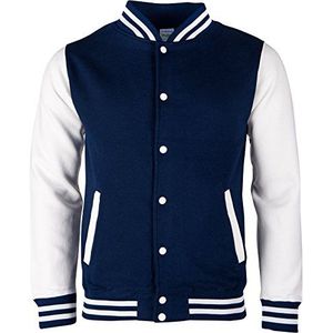 Ezyshirt Collegejack voor dames, heren en kinderen, Heren | Navy - Wit, M