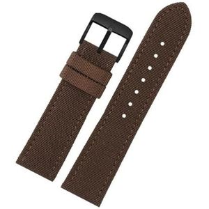 KemEng Nylon horlogebandje, 18-24 mm, NATO-horlogeband voor mannen en vrouwen, Bruin-zwarte gesp, 20mm, Riem