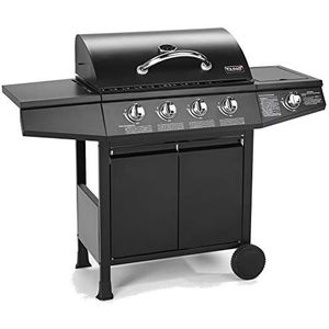 TAINO BASIC 4+1 BBQ gasgrill grillwagen roestvrij staal brander + zijbrander, grill TÜV (BASIC 4+1 gasgrill)