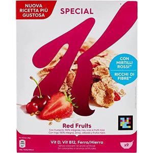 Kellogg's Special K Red Fruits Fiocchi di Riso Cereals Rode vruchten rijstvlokken volkoren tarwe en gerst met vitaminen en mineralen met rode vruchten, 290 g graanvlokken, 3 stuks