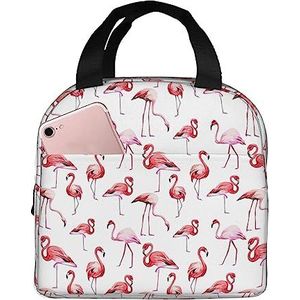 SUHNGE Flamingo-print, licht, duurzaam, warmhoudend, geïsoleerde lunchbox voor dames en heren, draagtas voor kantoorwerk