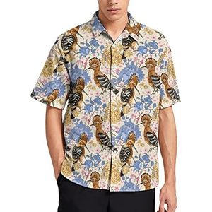 Kleurrijke Vogels En Bloemen Hawaiiaanse Shirt Voor Mannen Zomer Strand Casual Korte Mouw Button Down Shirts met Zak